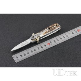 Small size AKC Antlers handle Black party automatically crossed out folding knife UD405094 